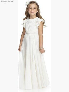 Chiffon Flower Girl Dress Flutter Sleeves Junior Bridesmaid